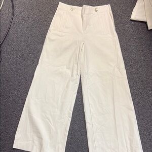 Ann Taylor Cream Wide-Leg Trousers